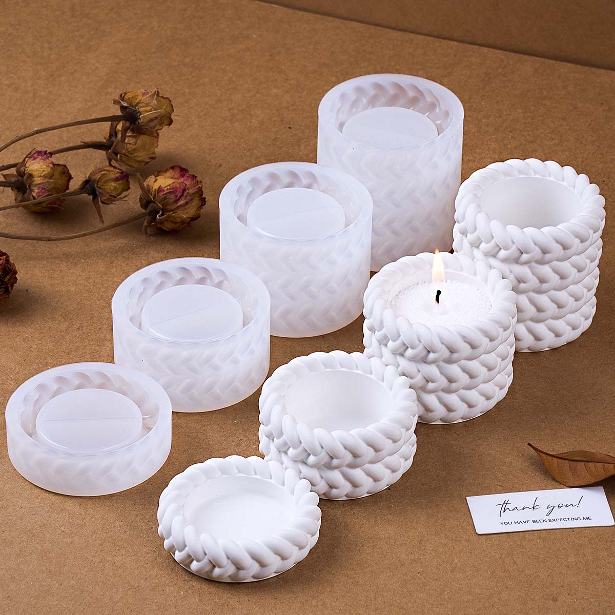 Coaster Mold Round - 1/2/3/4 pisos corda de cânhamo vela