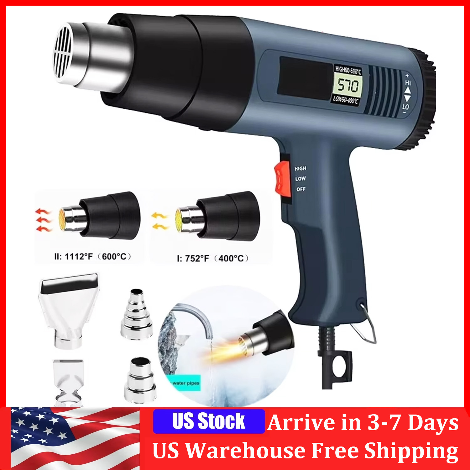 Heat Gun Small - Pistola de calor elétrica de 2000w