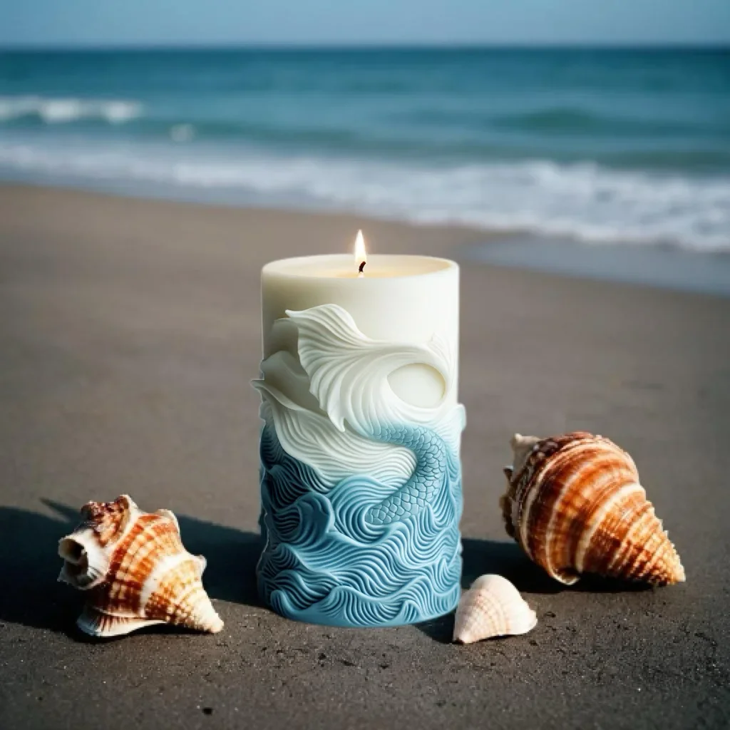 Resin Ocean Wave Mold - Diy oceano onda espuma vela cilíndrica