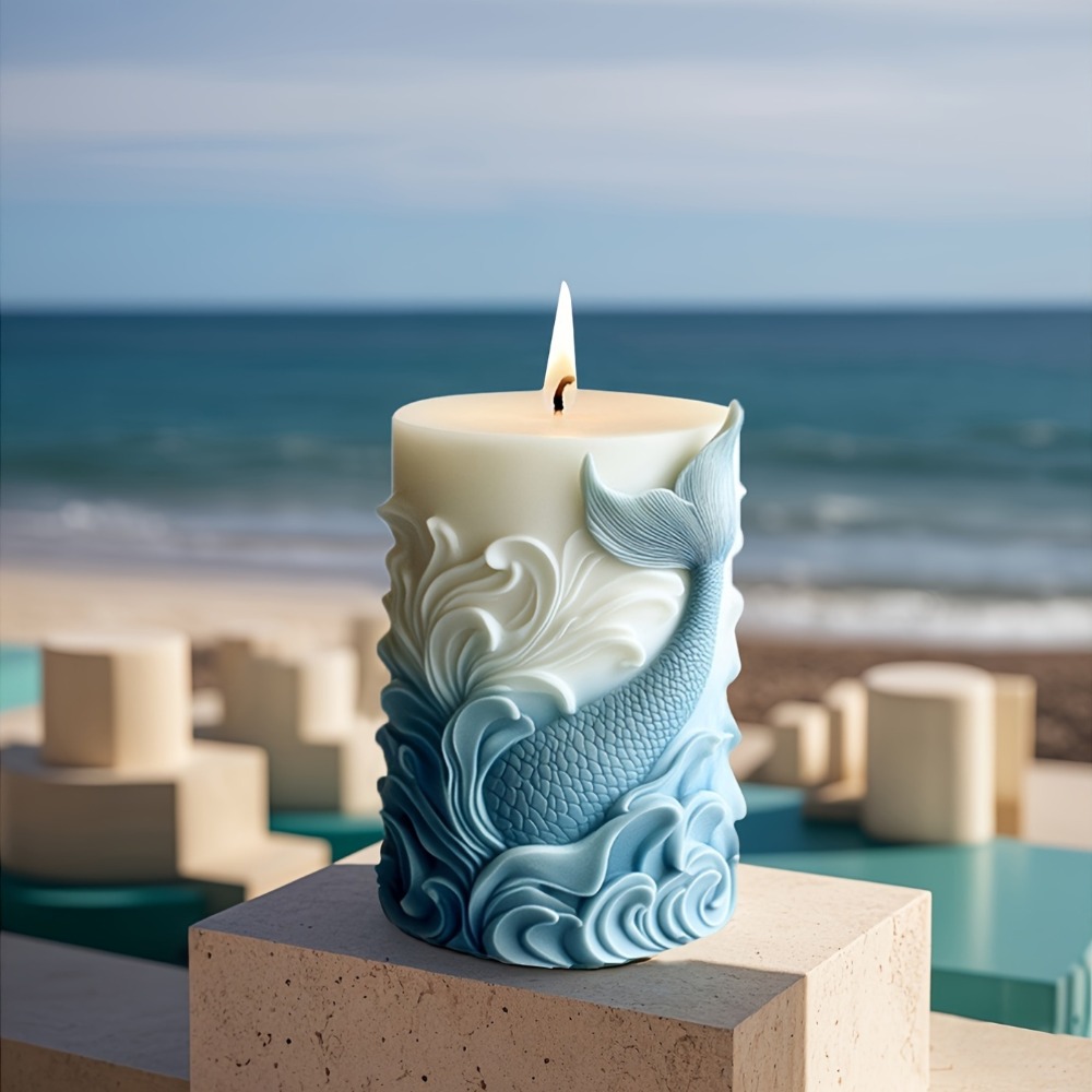 Molde de vela de silicone com  - Resin Ocean Wave Mold avaliação e preço