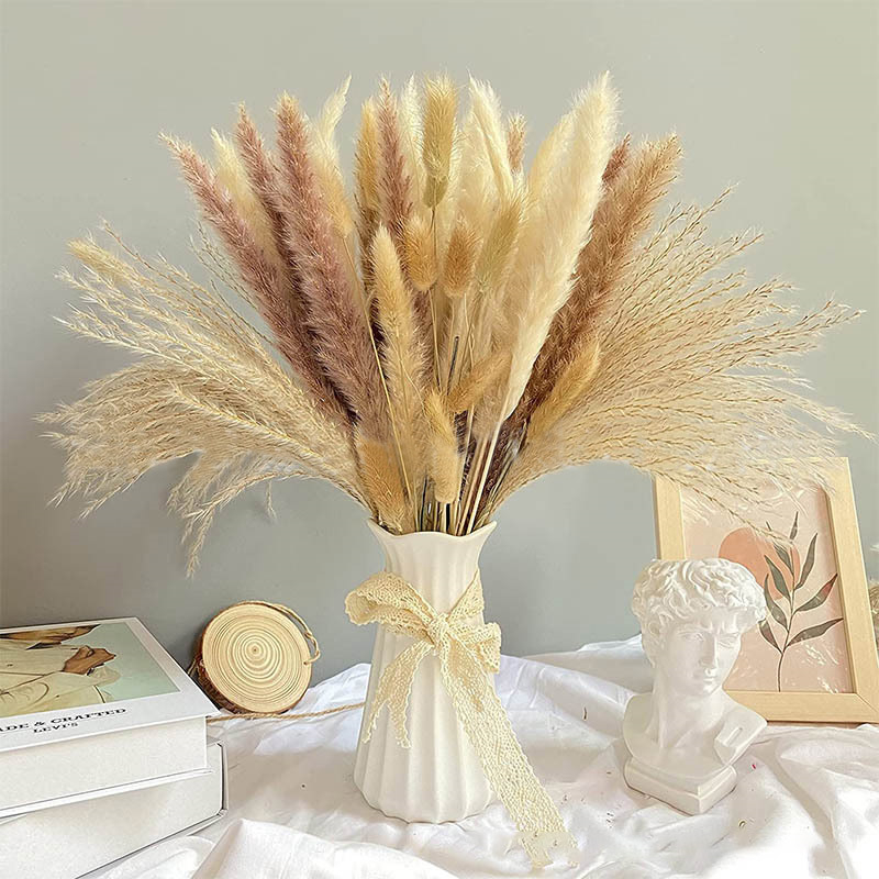 60-100 pçs natural secas pampa - Dried Flower Bulk avaliação e preço